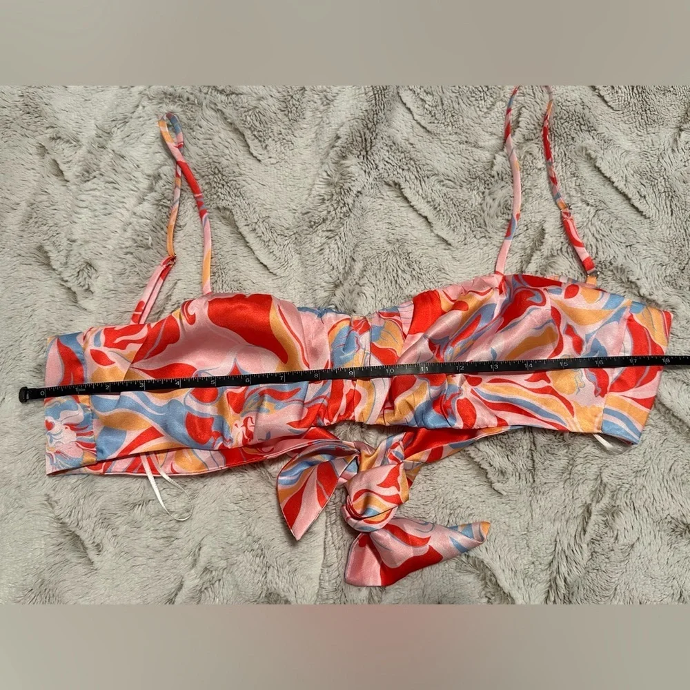 Cotton Candy LA Multicolor Abstract Bandeau Bow Tie Top - Picture 3 of 10